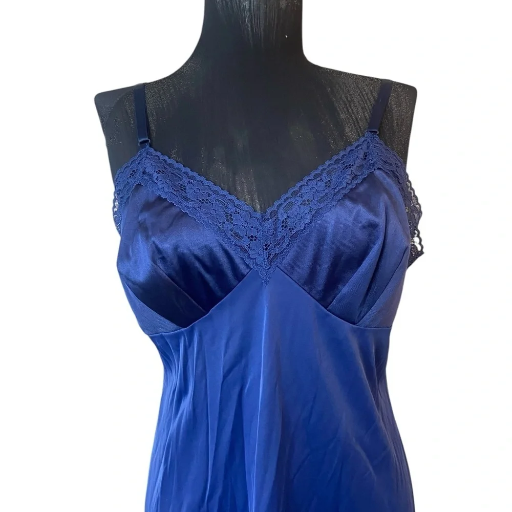 Vintage Blue Nylon Slip Dress - Picture 5 of 11